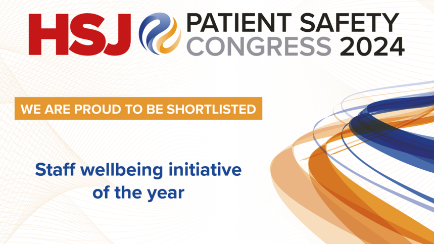 decorative image stating we have been shortlisted for a HSJ award